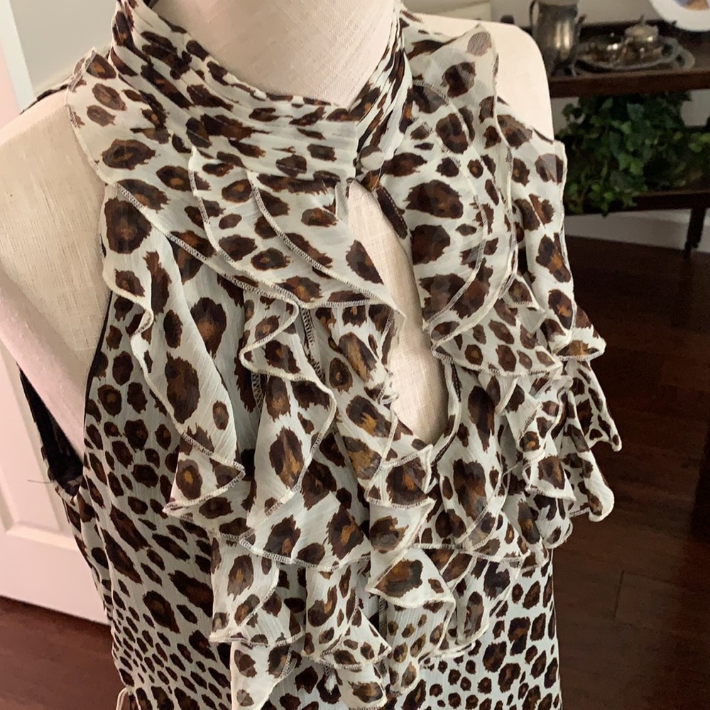 Boston Proper Ruffle Animal Print Top